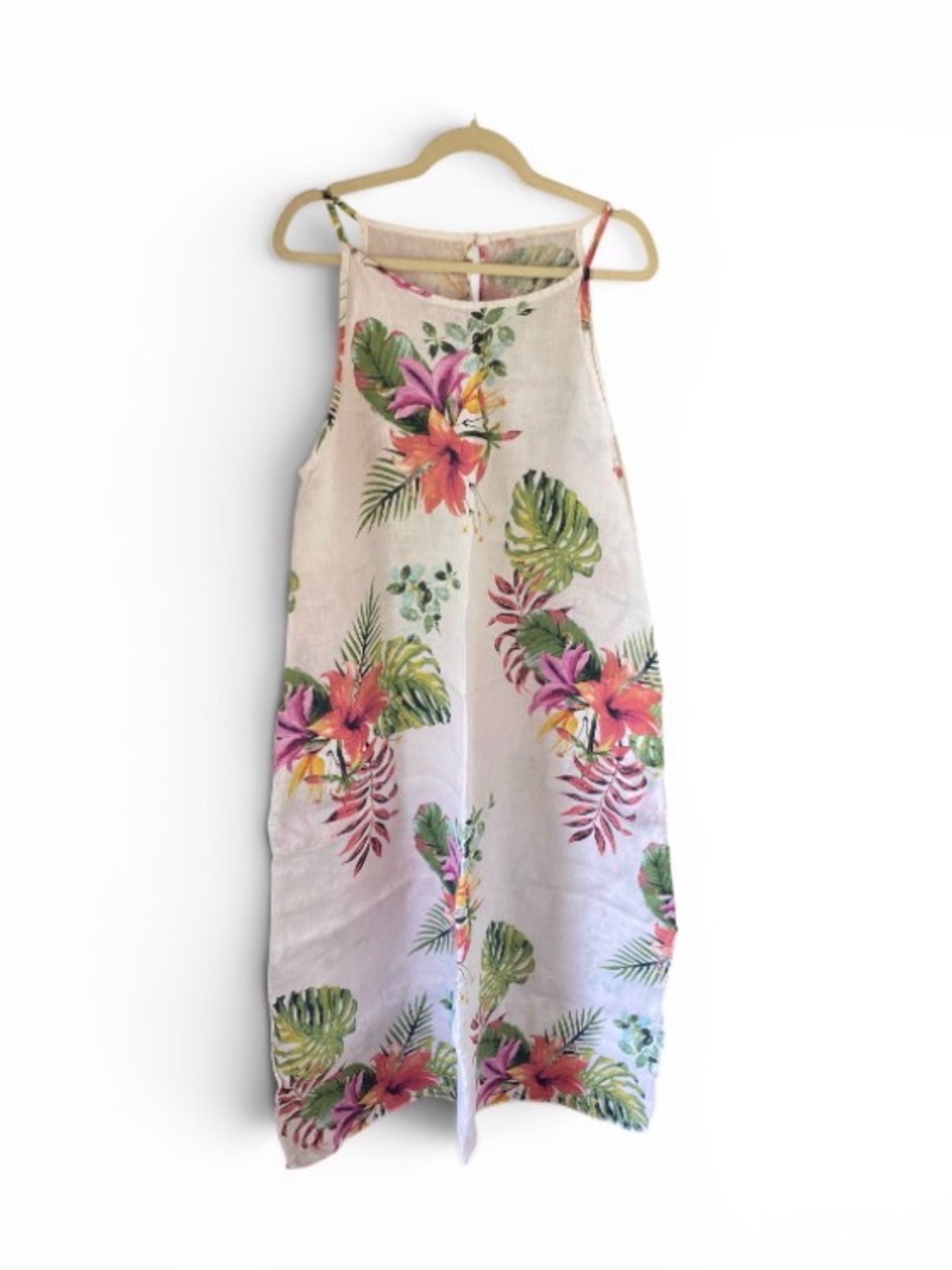 Lungo L’Arno 100% linen floral print sundress w/ pockets Made in Italy 🇮🇹 M